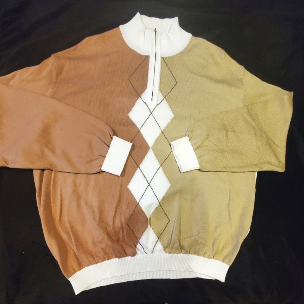 Bullock and Jones Cotton Blend Argyle Golf Sweater